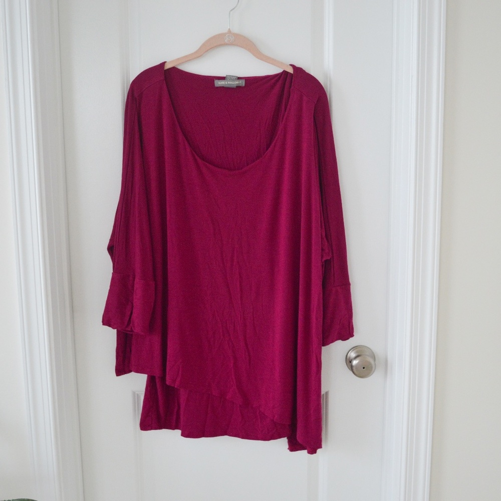 Kate & Mallory Magenta Long Sleeve Drape Blouse